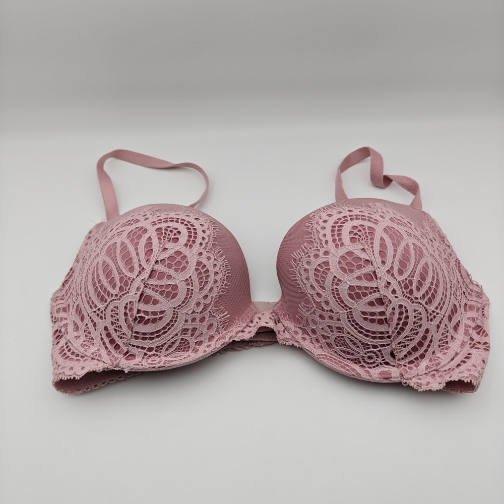 Victoria's Secret Dream Angels Bra Womens 34D Pink Push Up Padded Lace